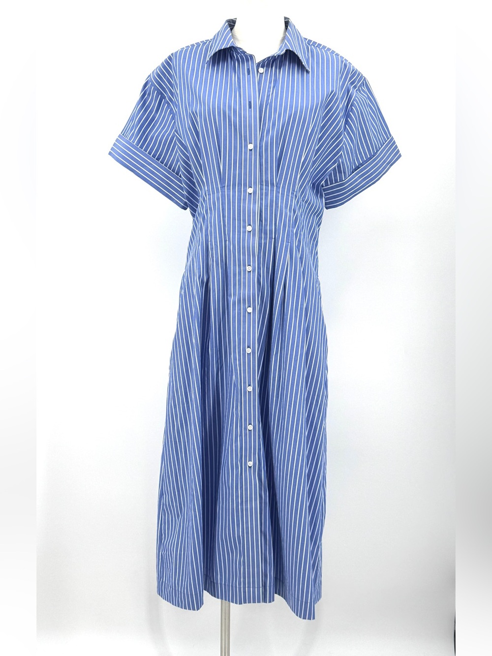 J. Crew Blue Striped Button-Front Women’s Dress fit and flare - Picture 1 of 9
